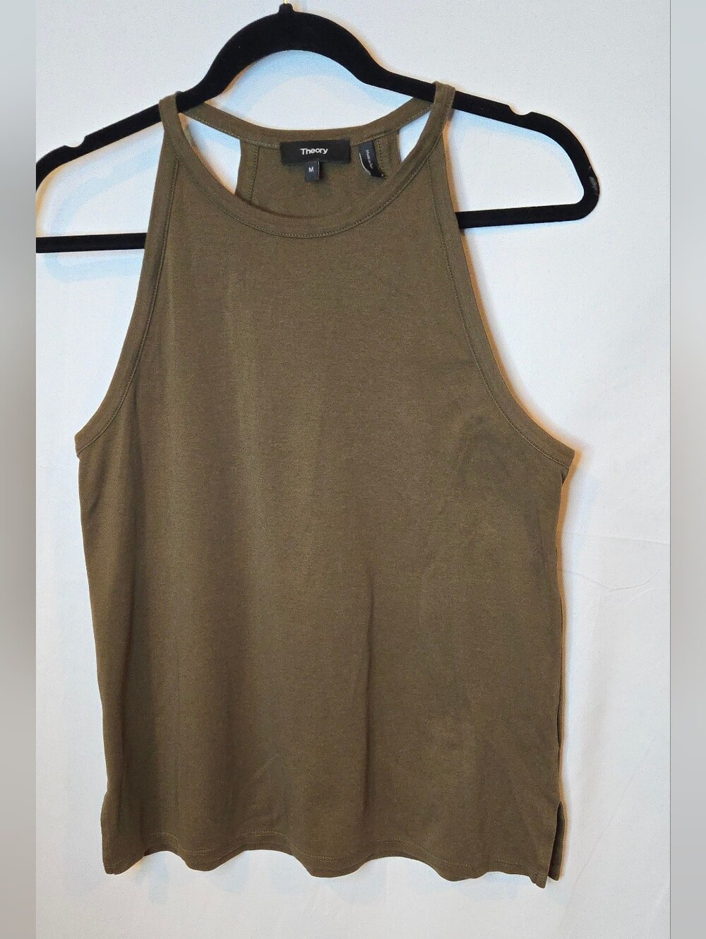 Theory Kavasi Classic Pima Cotton Brown Racerback Halter Tank Top M